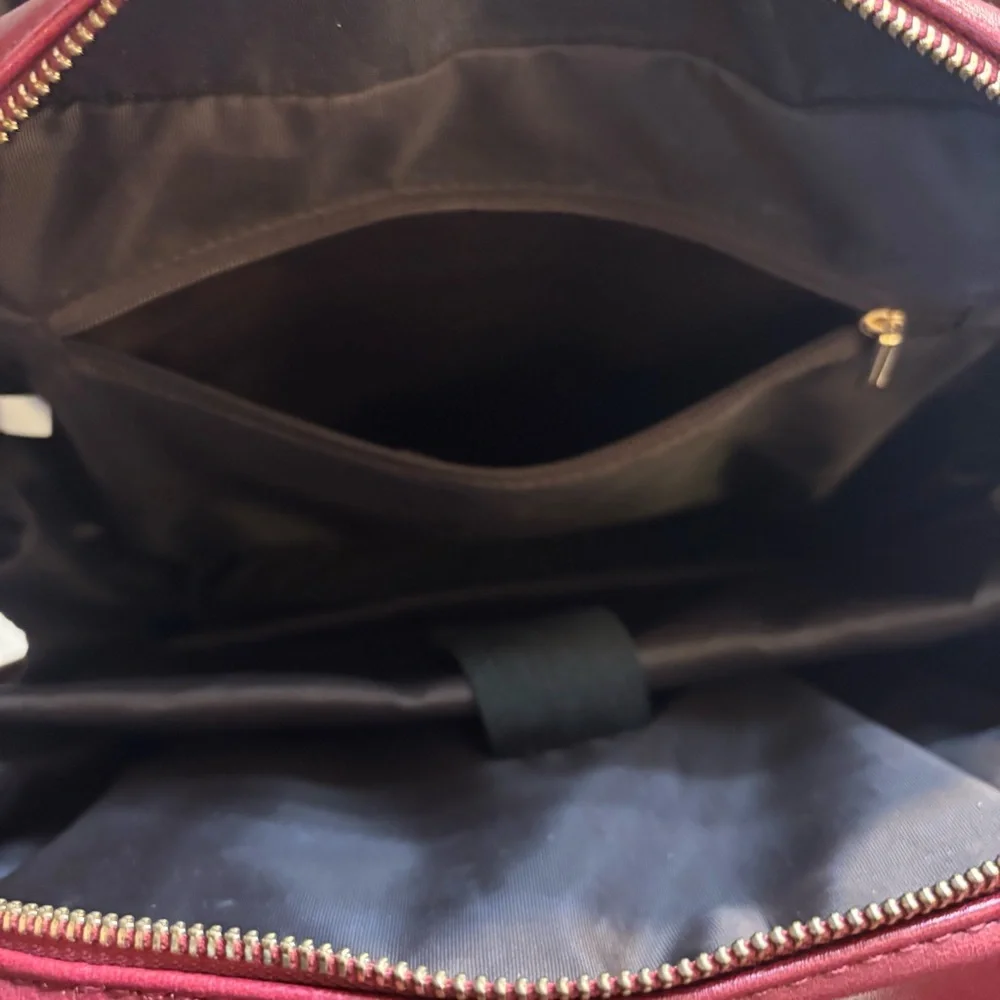 NEW Laptop Bag Estarer Burgundy Wine Faux Leather Gold Hardware Tote Bag NWOT
